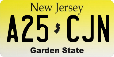 NJ license plate A25CJN