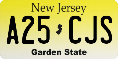 NJ license plate A25CJS