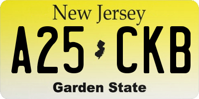 NJ license plate A25CKB