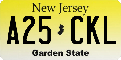 NJ license plate A25CKL