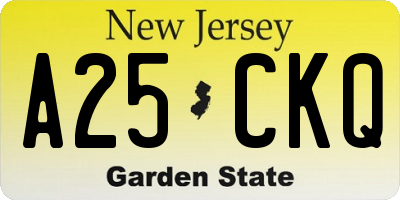 NJ license plate A25CKQ
