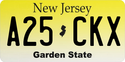 NJ license plate A25CKX