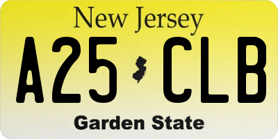 NJ license plate A25CLB