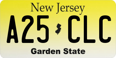 NJ license plate A25CLC