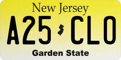 NJ license plate A25CLO