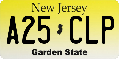 NJ license plate A25CLP