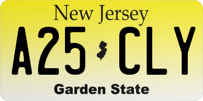 NJ license plate A25CLY