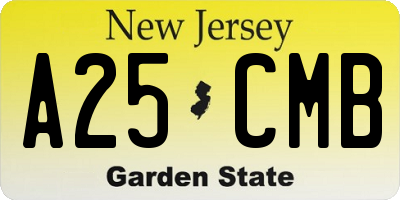NJ license plate A25CMB