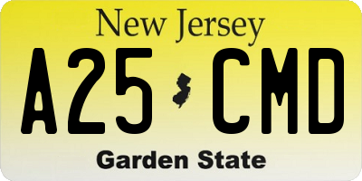 NJ license plate A25CMD