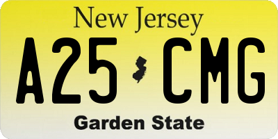 NJ license plate A25CMG