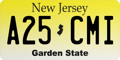 NJ license plate A25CMI