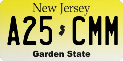 NJ license plate A25CMM