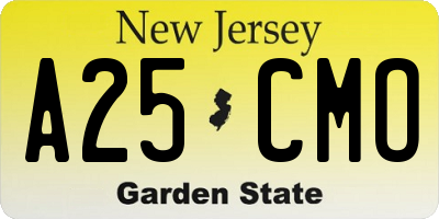 NJ license plate A25CMO