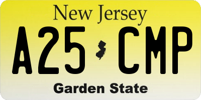 NJ license plate A25CMP