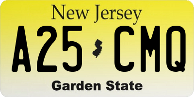 NJ license plate A25CMQ