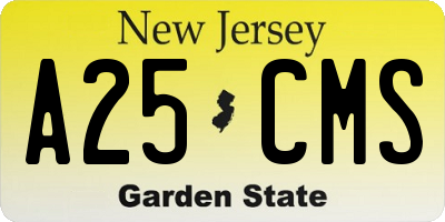 NJ license plate A25CMS