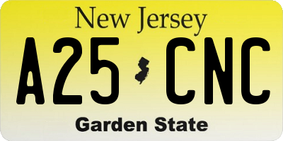 NJ license plate A25CNC