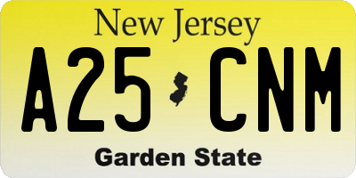 NJ license plate A25CNM