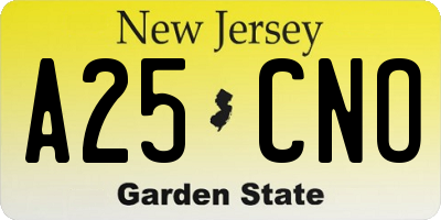 NJ license plate A25CNO