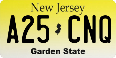 NJ license plate A25CNQ