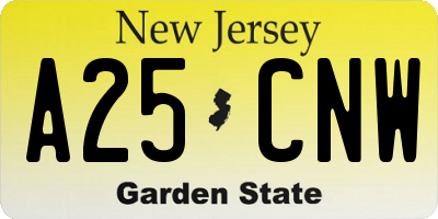 NJ license plate A25CNW