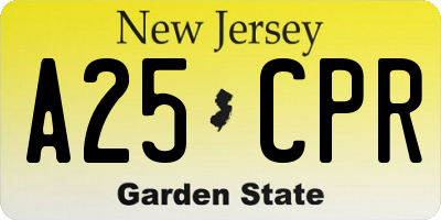 NJ license plate A25CPR