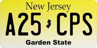 NJ license plate A25CPS