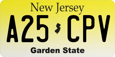 NJ license plate A25CPV