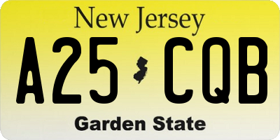 NJ license plate A25CQB