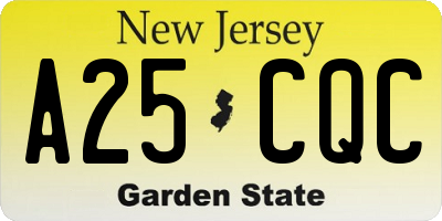 NJ license plate A25CQC