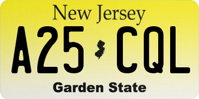 NJ license plate A25CQL