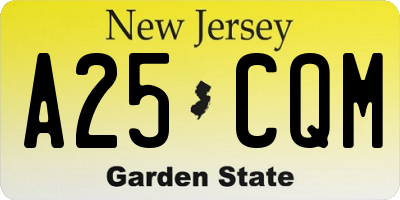 NJ license plate A25CQM