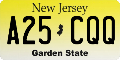 NJ license plate A25CQQ