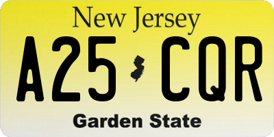 NJ license plate A25CQR