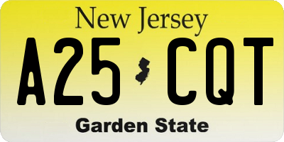 NJ license plate A25CQT