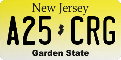 NJ license plate A25CRG