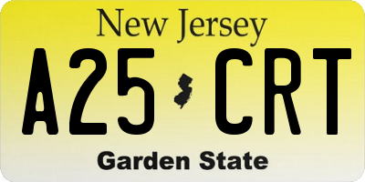 NJ license plate A25CRT