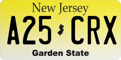 NJ license plate A25CRX