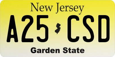 NJ license plate A25CSD