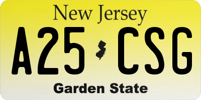NJ license plate A25CSG