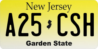 NJ license plate A25CSH