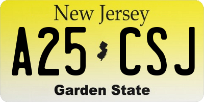 NJ license plate A25CSJ