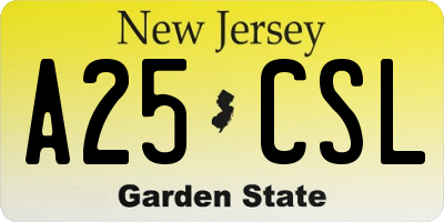 NJ license plate A25CSL