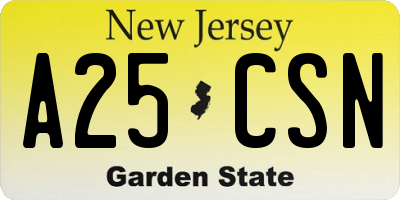 NJ license plate A25CSN