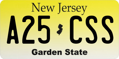 NJ license plate A25CSS