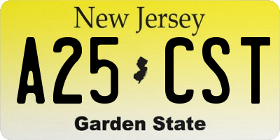 NJ license plate A25CST