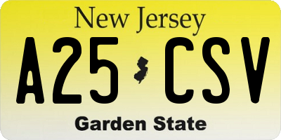 NJ license plate A25CSV