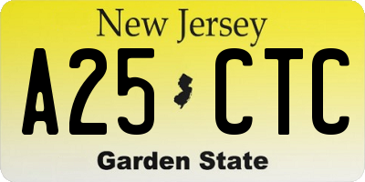 NJ license plate A25CTC