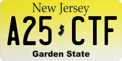 NJ license plate A25CTF