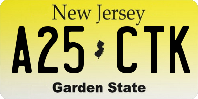NJ license plate A25CTK